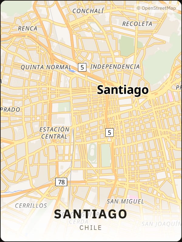 Santiago, Chile street map poster