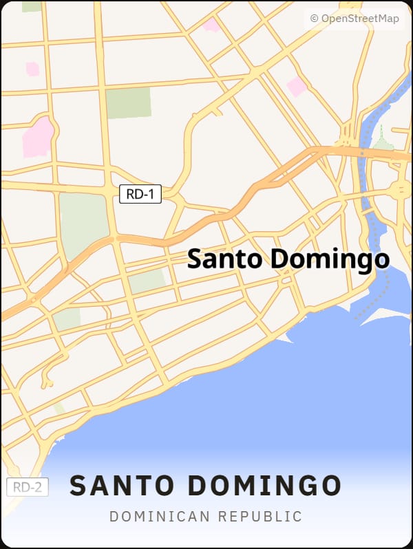 Santo Domingo, Dominican Republic street map poster
