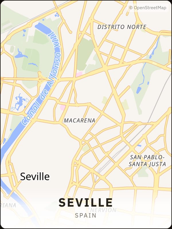 Seville, Spain street map poster