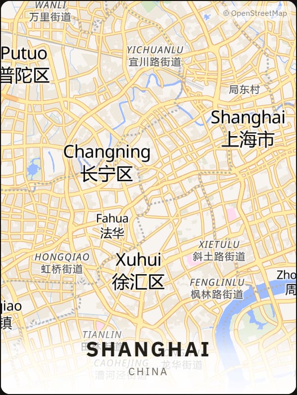 Shanghai, China street map poster