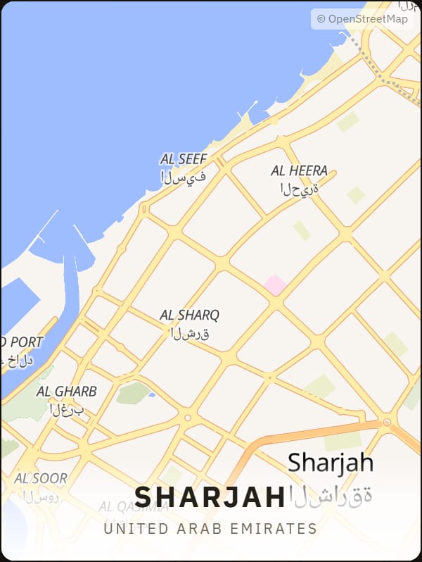 Sharjah, United Arab Emirates street map poster