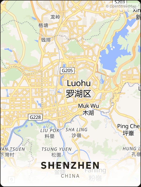 Shenzhen, China street map poster