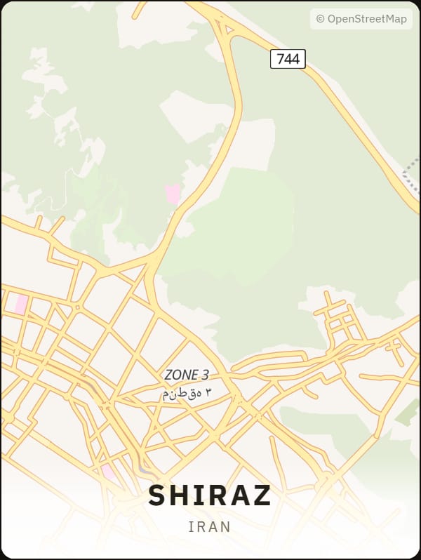 Shiraz, Iran street map poster