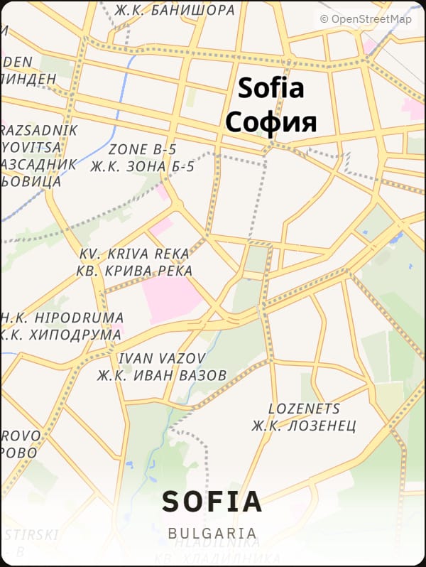 Sofia, Bulgaria street map poster