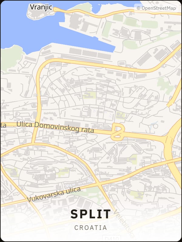Split, Croatia street map poster