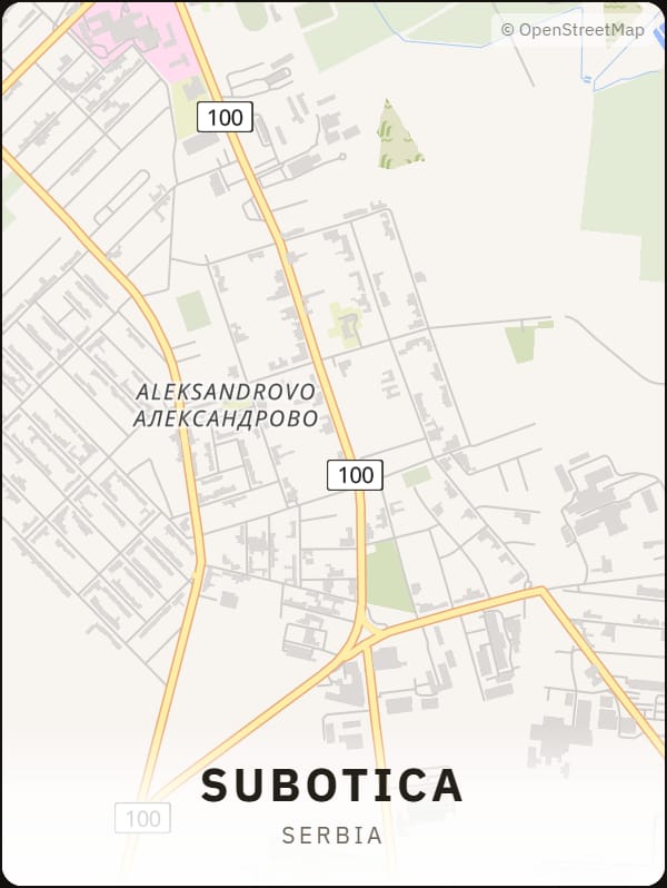 Subotica, Serbia street map poster