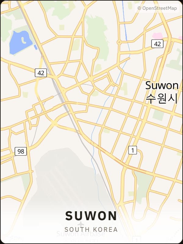Suwon, South Korea street map poster