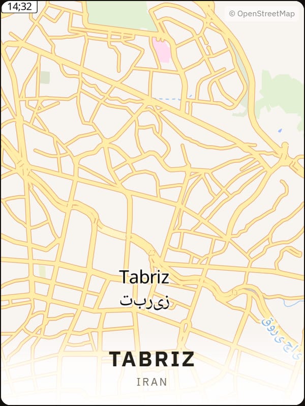 Tabriz, Iran street map poster