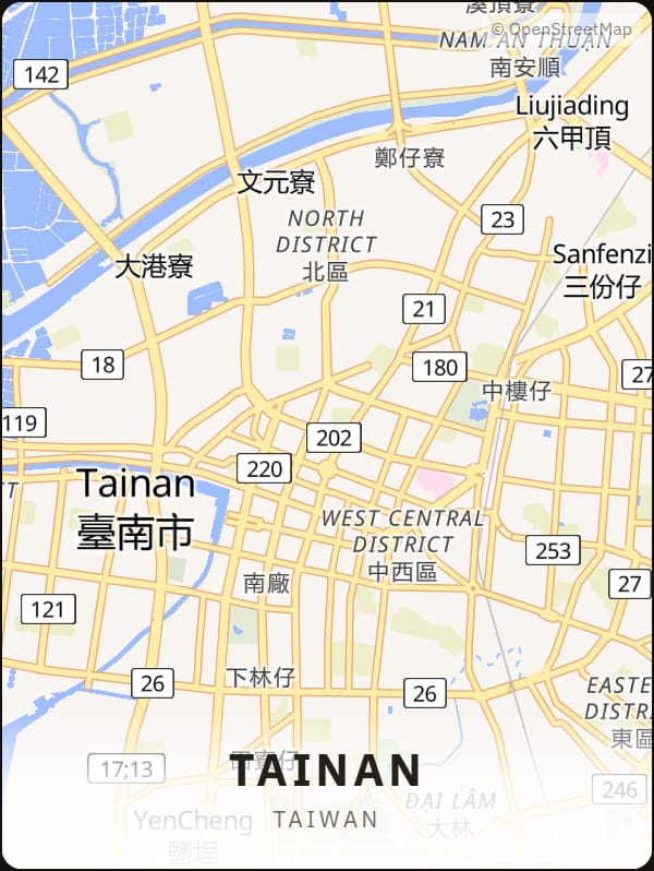 Tainan, Taiwan street map poster
