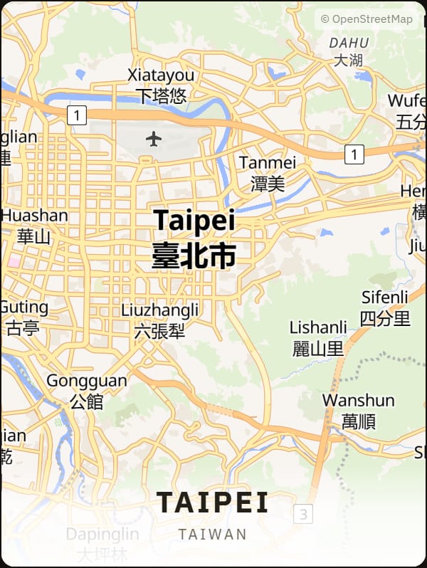 Taipei, Taiwan street map poster