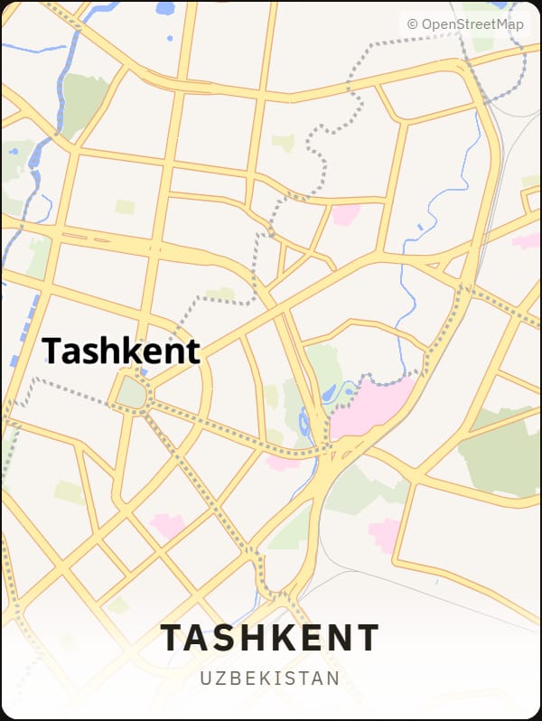 Tashkent, Uzbekistan street map poster