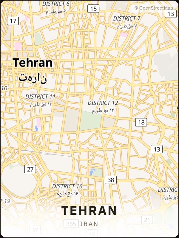 Tehran, Iran street map poster