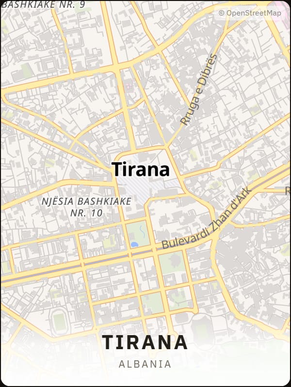 Tirana, Albania street map poster
