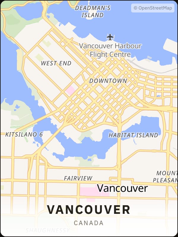 Vancouver, Canada street map poster