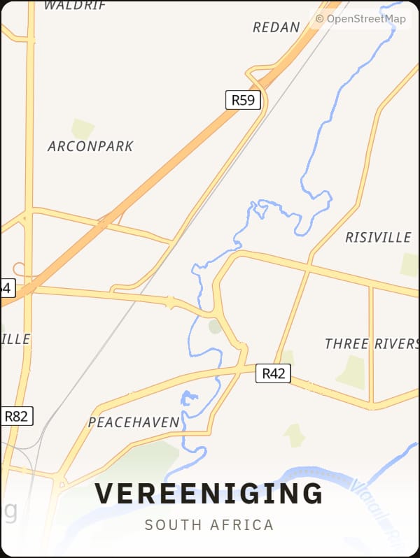 Vereeniging, South Africa street map poster