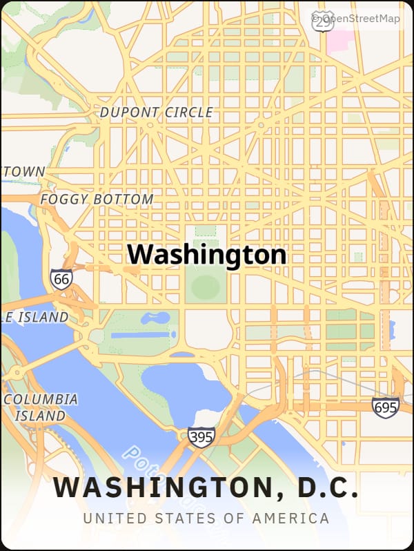 Washington, D.C., United States of America street map poster