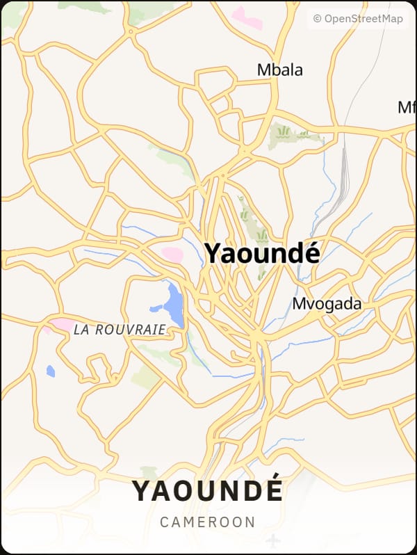 Yaoundé, Cameroon street map poster