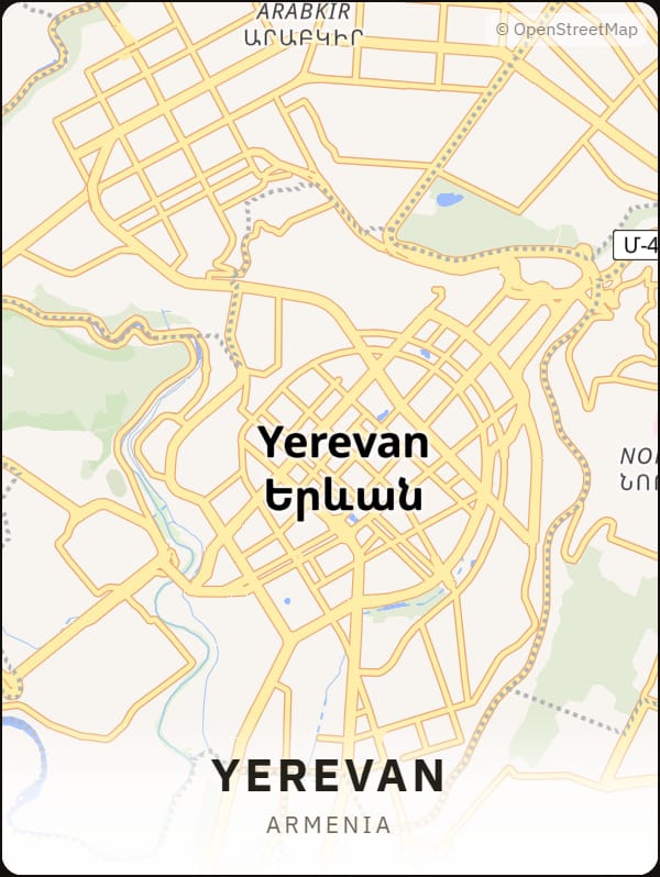 Yerevan, Armenia street map poster