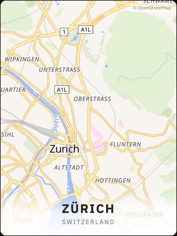 Zürich, Switzerland street map poster